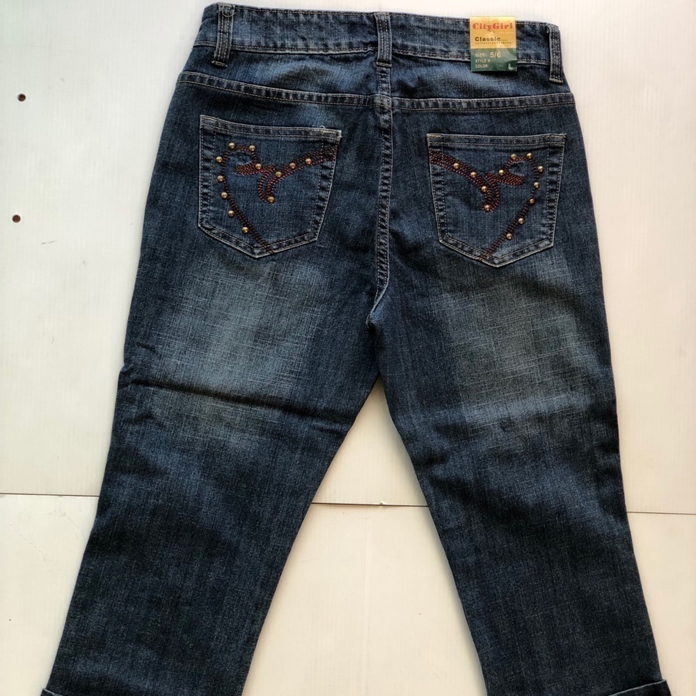 City Girl Juniors Classic cropped cuffed jeans 5/6 - Picture 2 of 8